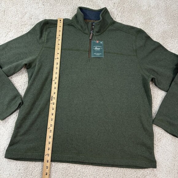 GH Bass & Co Sweater Mens XL Green 1/4 Zip Shirt Fleece Lined Textured NWT - Picture 5 of 13